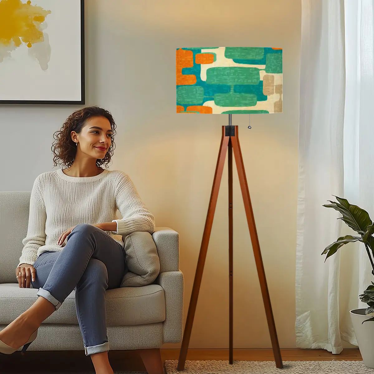 Kate McEnroe New York Mid Century Modern 1950s Retro Geometric Tripod Floor LampTripod Floor Lamps3LTEYxPpFb