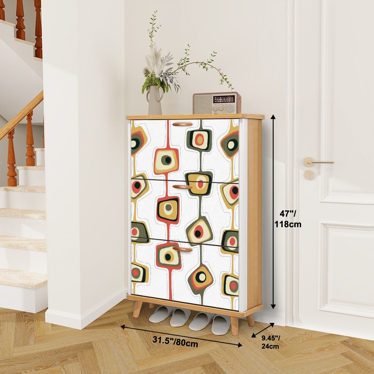 Kate McEnroe New York Mid Century Modern 50s Abstract Geometric Shoe CabinetShoe StorageEcsQpB7ivK