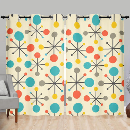 Kate McEnroe New York Mid Century Modern 50s Atomic Starburst Double Panel Grommet Window CurtainsWindow CurtainsWELE2OPY - 1