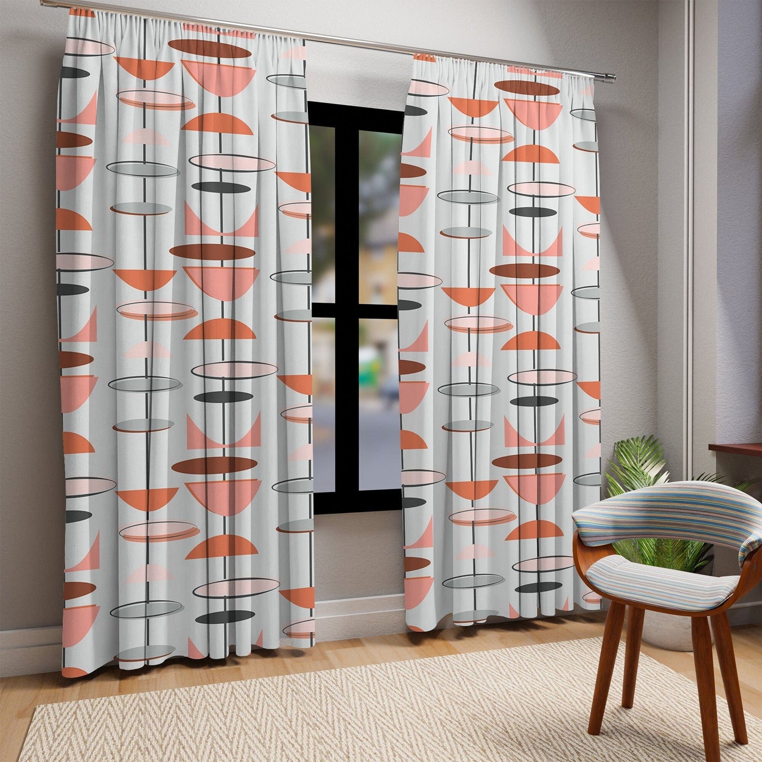 Kate McEnroe New York Mid Century Modern 50s Atomic Starburst Window CurtainsWindow CurtainsW3D - ORA - GRA - SH3