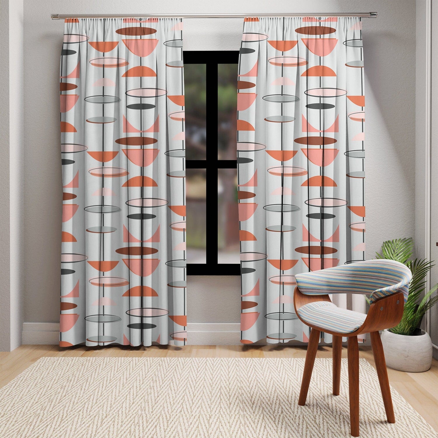 Kate McEnroe New York Mid Century Modern 50s Atomic Starburst Window CurtainsWindow CurtainsW3D - ORA - GRA - SH3