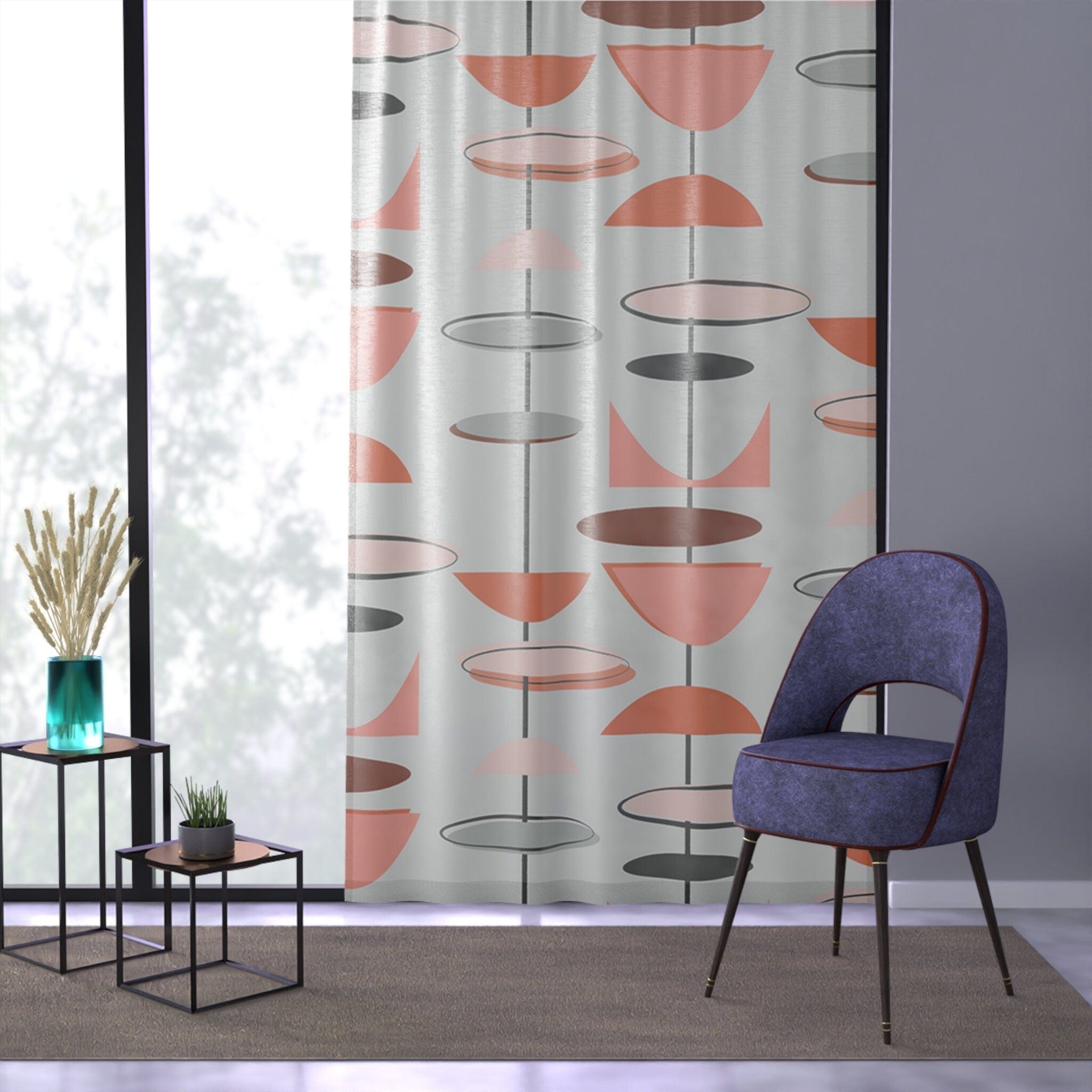 Kate McEnroe New York Mid Century Modern 50s Atomic Starburst Window CurtainsWindow CurtainsW3D - ORA - GRA - SH3