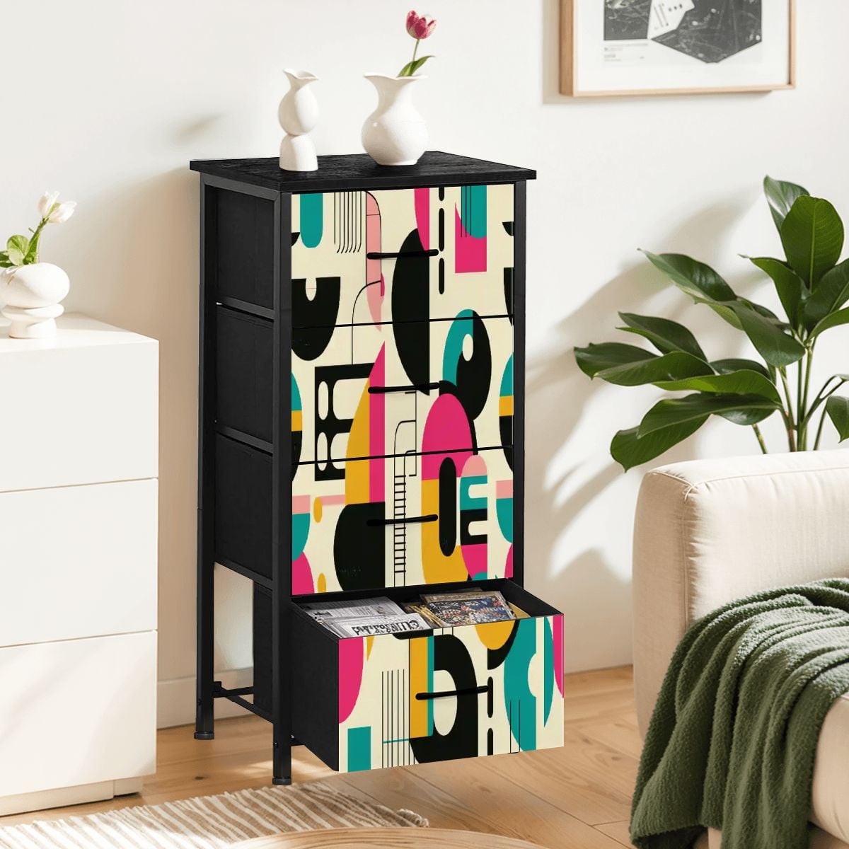 Kate McEnroe New York Mid Century Modern 50s Bauhaus Abstract 4 Drawer DresserDressersqUJB0raYIW