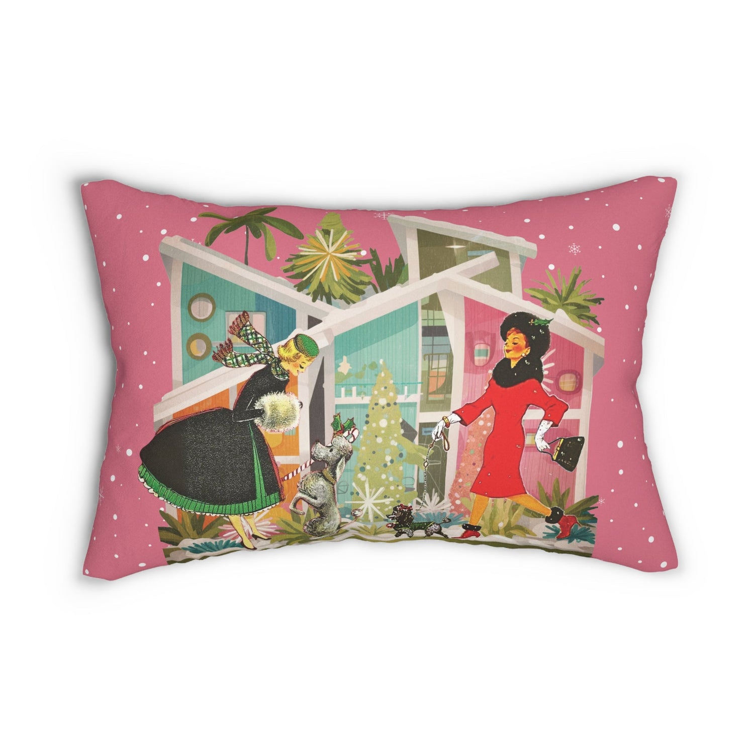 Kate McEnroe New York Mid Century Modern 50s Christmas Lumbar Pillow Retro Kitsch Poodle Dog DecorLumbar Pillows22965254198829685273