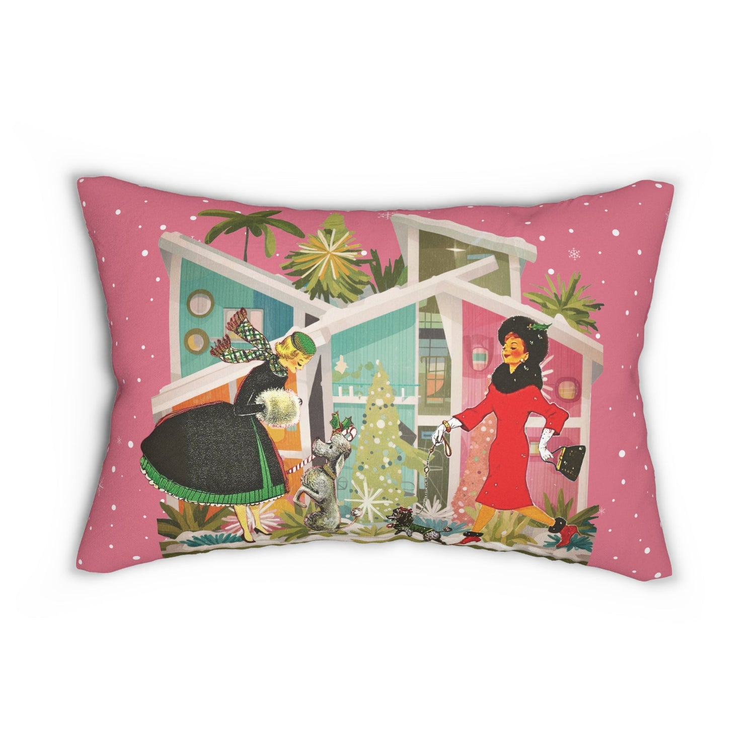 Kate McEnroe New York Mid Century Modern 50s Christmas Lumbar Pillow Retro Kitsch Poodle Dog DecorLumbar Pillows22965254198829685273