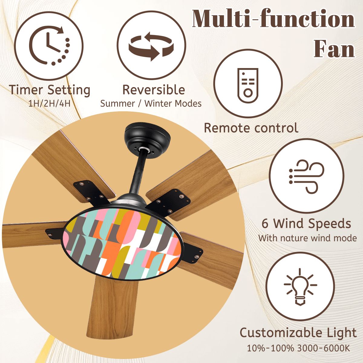 Kate McEnroe New York Mid Century Modern 50s Retro Abstract Ceiling Fan with LightCeiling Fansz7ryKHNpXr