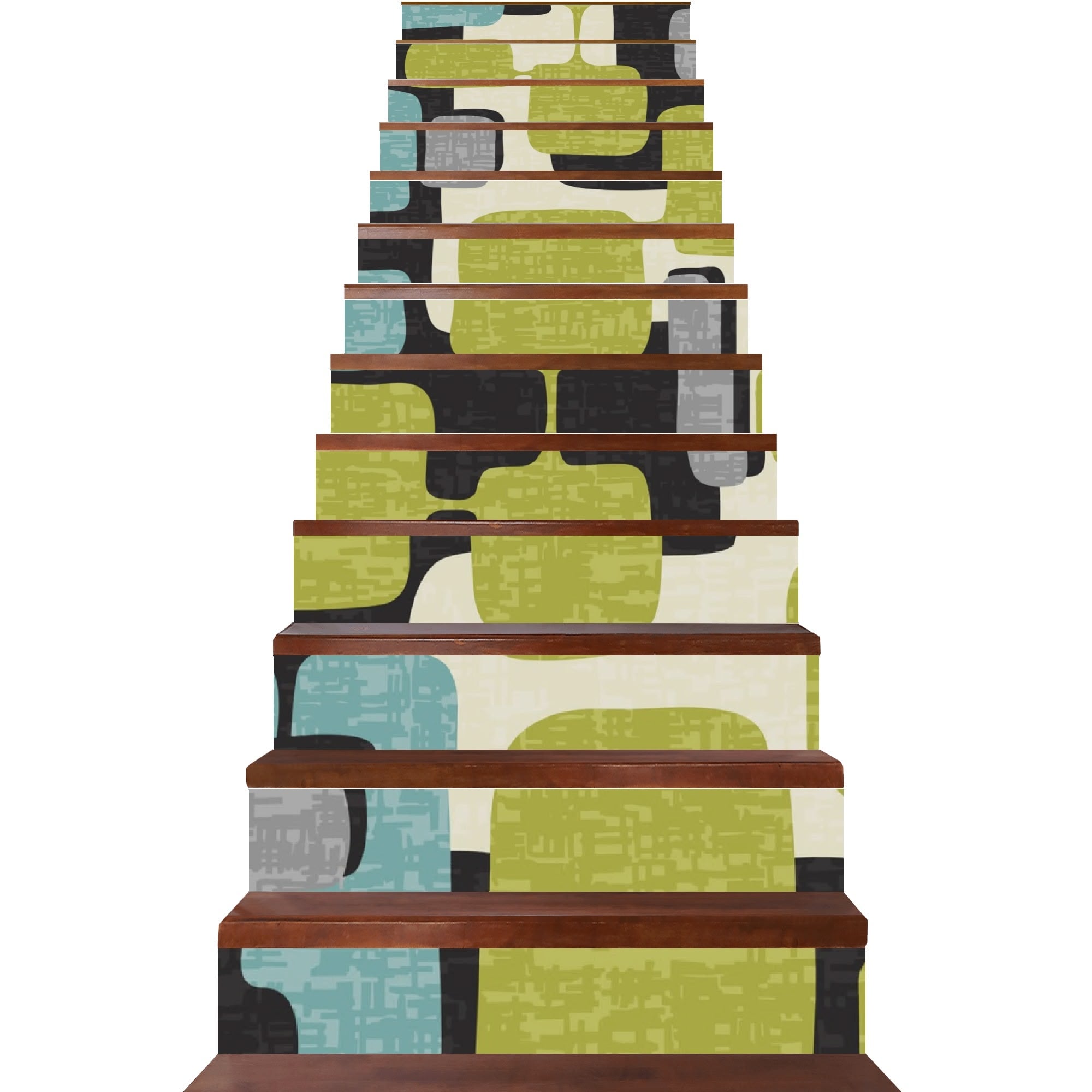 Kate McEnroe New York Mid Century Modern 50s Stair Risers 13pc, Retro Abstract Geometric Stair DecalsStair RisersW0ZJKRZW - 1