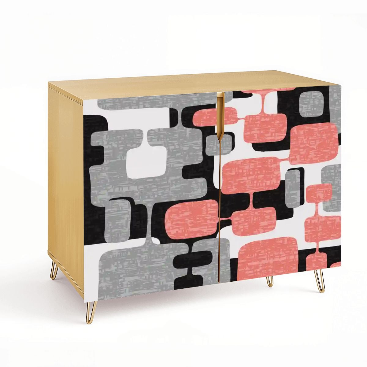 Kate McEnroe New York Mid Century Modern 60s Abstract Coral Pink Geometric Storage Cabinet CredenzaStorage Cabinets6WonZzIPvE