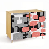 Kate McEnroe New York Mid Century Modern 60s Abstract Coral Pink Geometric Storage Cabinet CredenzaStorage Cabinets6WonZzIPvE