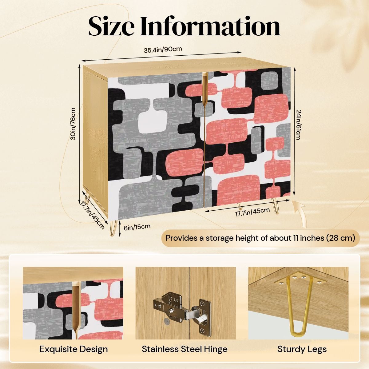 Kate McEnroe New York Mid Century Modern 60s Abstract Coral Pink Geometric Storage Cabinet CredenzaStorage Cabinets6WonZzIPvE