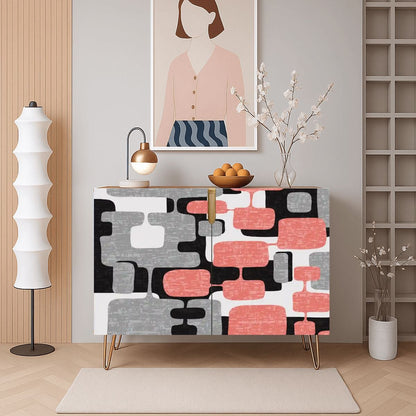 Kate McEnroe New York Mid Century Modern 60s Abstract Coral Pink Geometric Storage Cabinet CredenzaStorage Cabinets6WonZzIPvE