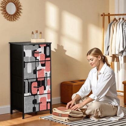 Kate McEnroe New York Mid Century Modern 60s Abstract Pink Geometric 4 Drawer DresserDressers0rs8ZBnEuy