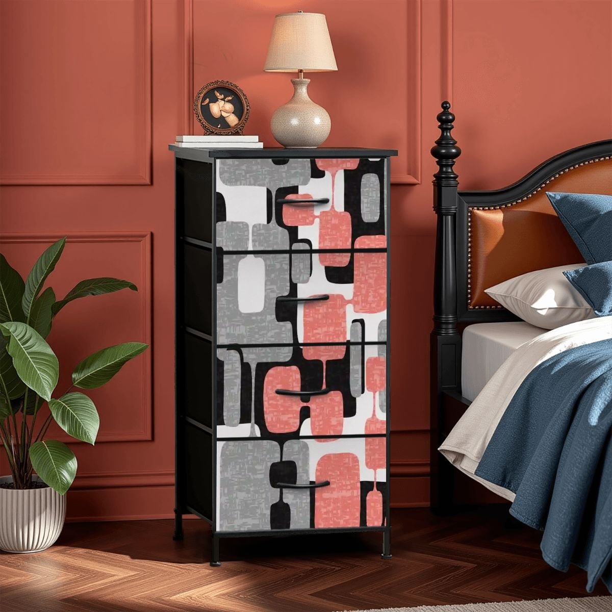 Kate McEnroe New York Mid Century Modern 60s Abstract Pink Geometric 4 Drawer DresserDressers0rs8ZBnEuy