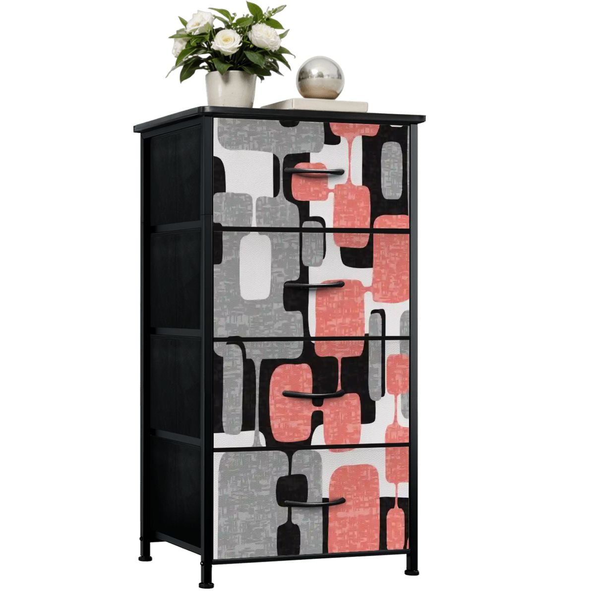 Kate McEnroe New York Mid Century Modern 60s Abstract Pink Geometric 4 Drawer DresserDressers0rs8ZBnEuy
