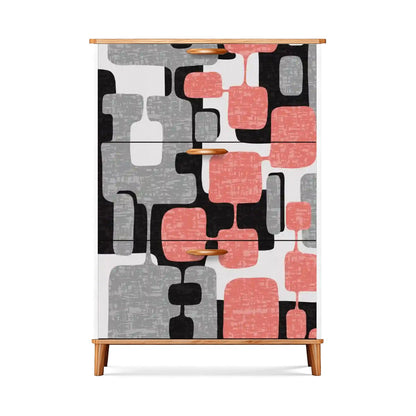 Kate McEnroe New York Mid Century Modern 60s Abstract Pink Geometric Shoe Cabinet MCM Entryway OrganizerShoe StorageHAjOvxgCKP