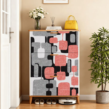 Kate McEnroe New York Mid Century Modern 60s Abstract Pink Geometric Shoe Cabinet MCM Entryway OrganizerShoe StorageHAjOvxgCKP