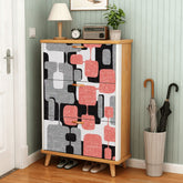 Kate McEnroe New York Mid Century Modern 60s Abstract Pink Geometric Shoe Cabinet MCM Entryway OrganizerShoe StorageHAjOvxgCKP