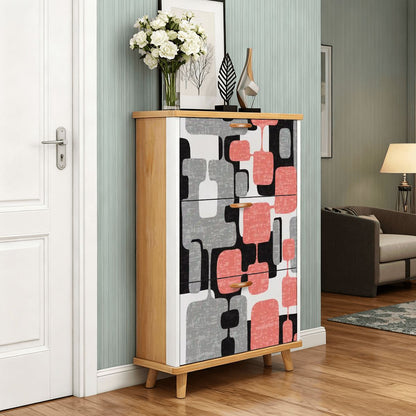 Kate McEnroe New York Mid Century Modern 60s Abstract Pink Geometric Shoe Cabinet MCM Entryway OrganizerShoe StorageHAjOvxgCKP