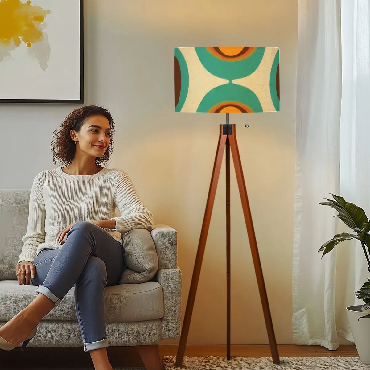 Kate McEnroe New York Mid Century Modern 70s Orbs Tripod Floor Lamp, Retro LightingTripod Floor LampsS9JQ9J7iwD