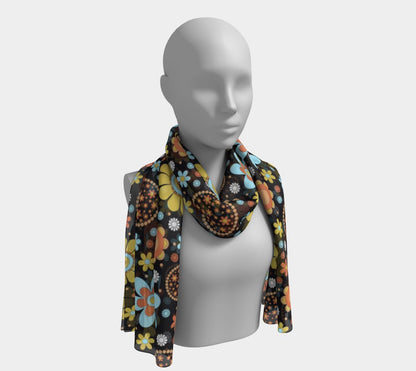 Kate McEnroe New York Mid Century Modern 70s Retro Groovy Flower Power Silk Habotai Long ScarfScarves6680965|silk - habotai|10x45