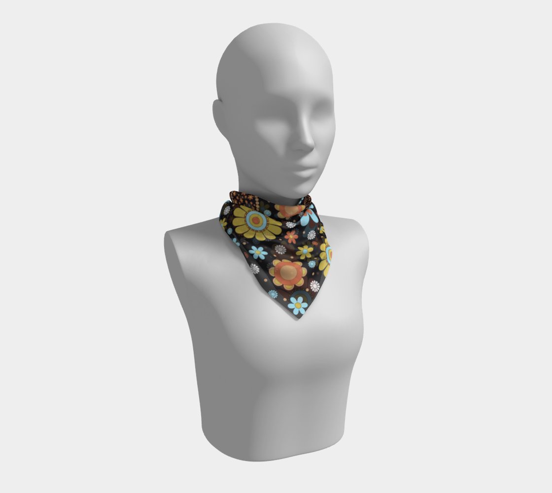 Kate McEnroe New York Mid Century Modern 70s Retro Groovy Flower Power Silk Habotai Square ScarfScarves6680962|silk - habotai|16x16
