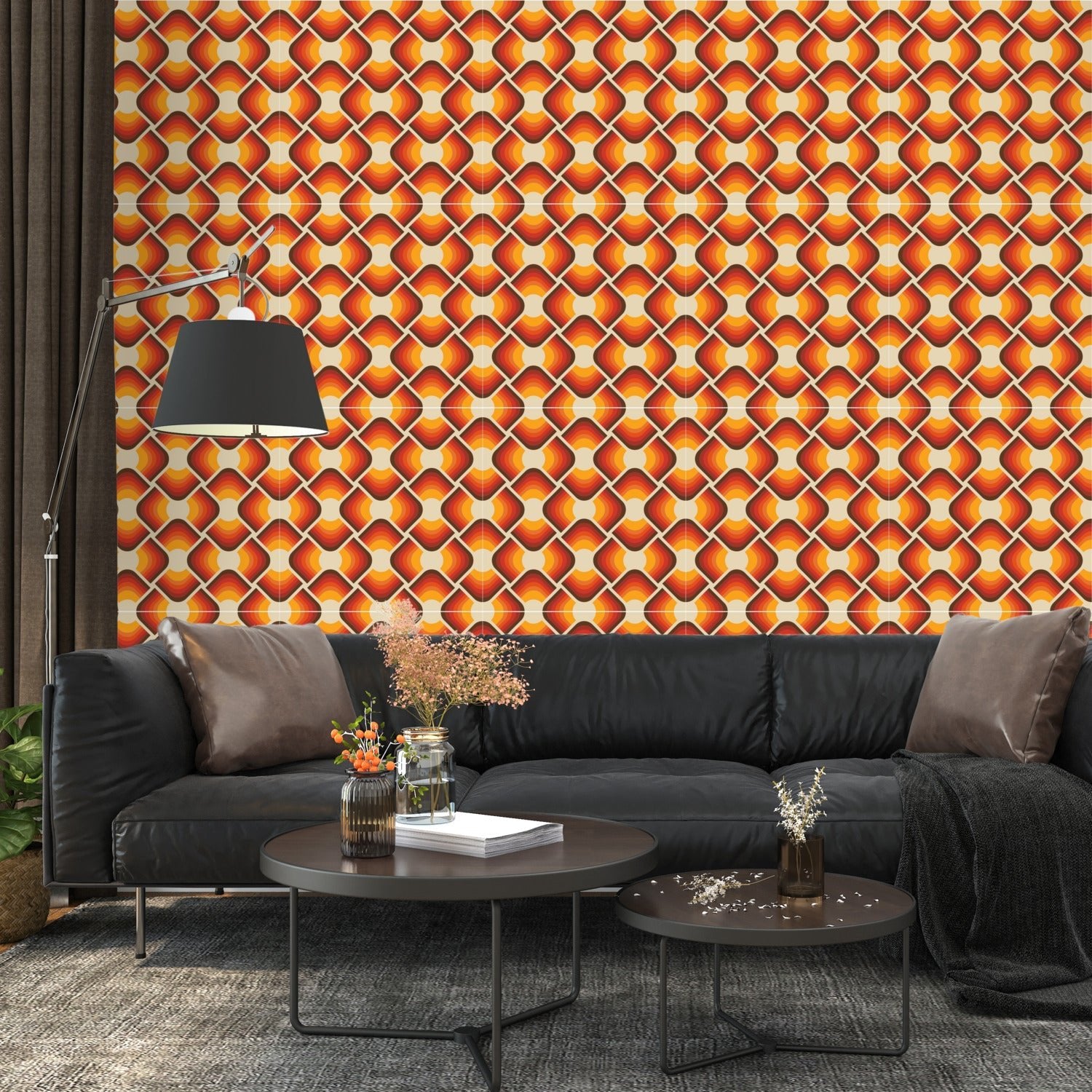 Kate McEnroe New York Mid Century Modern 70s Retro Groovy Geometric Textured Peel and Stick WallpaperWallpaper116066