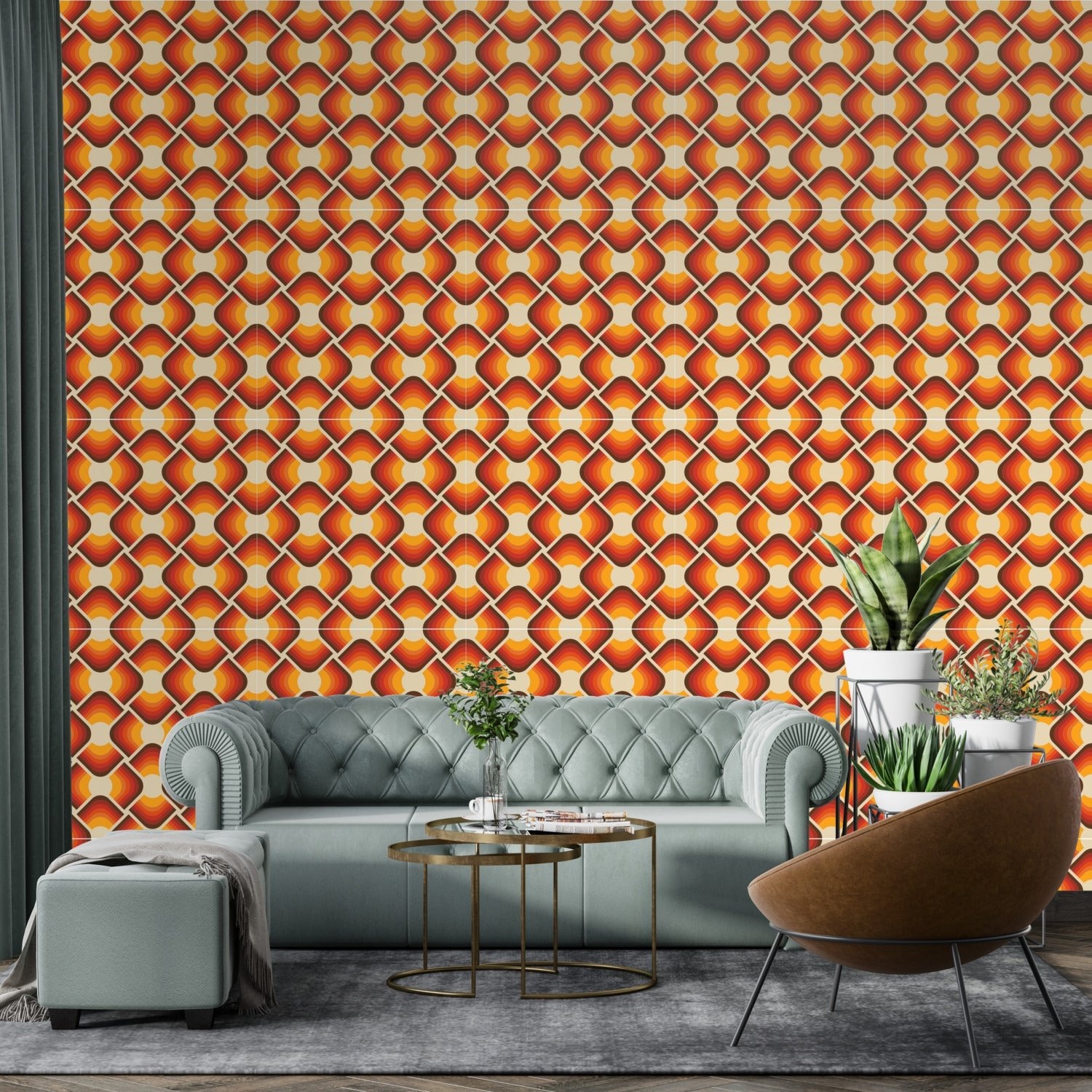 Kate McEnroe New York Mid Century Modern 70s Retro Groovy Geometric Textured Peel and Stick WallpaperWallpaper116066