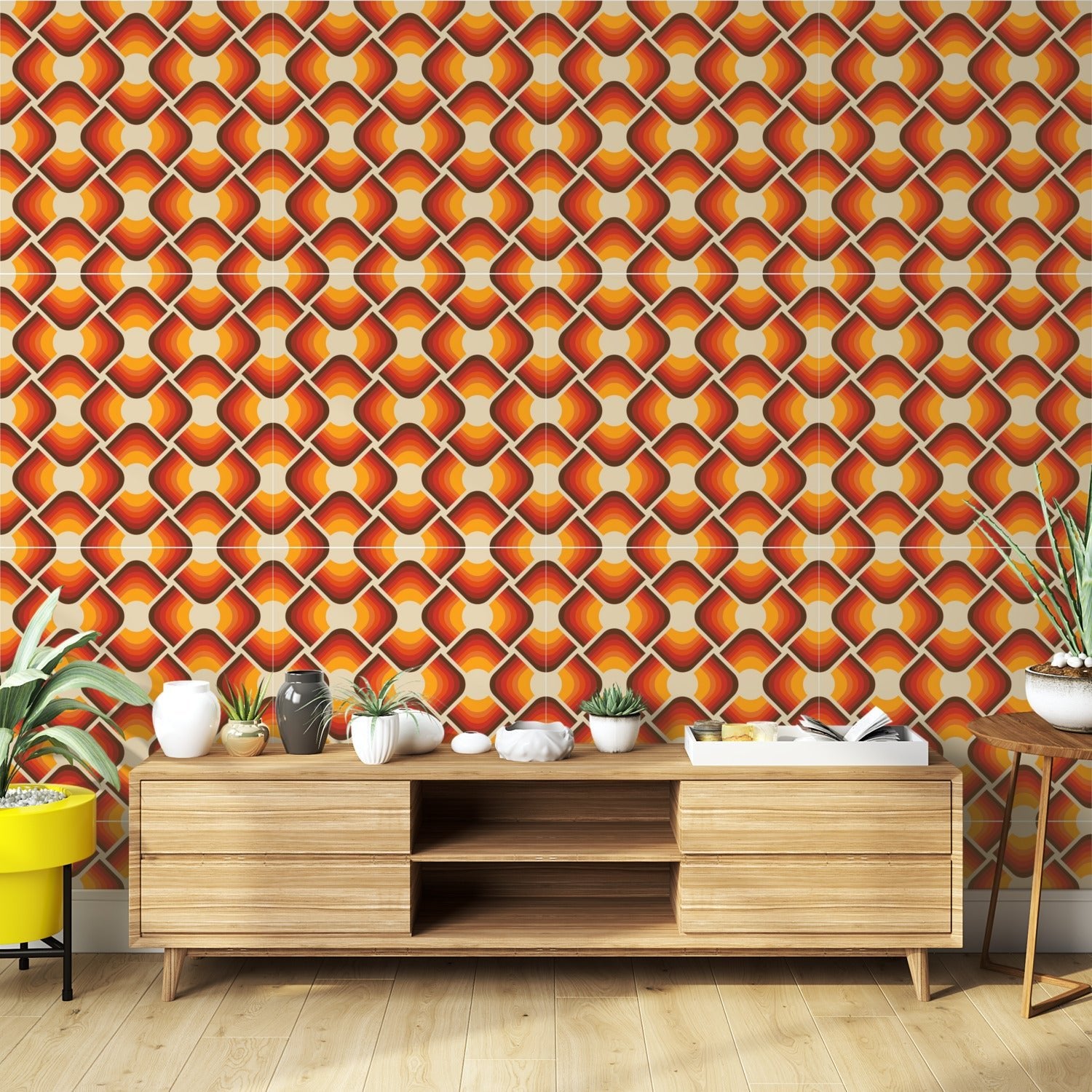 Kate McEnroe New York Mid Century Modern 70s Retro Groovy Geometric Textured Peel and Stick WallpaperWallpaper116066