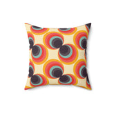 Kate McEnroe New York Mid Century Modern 70s Retro Throw Pillow, MCM Geometric Floral Orb Teal, Orange, Mustard Yellow, Beige Accent Pillow - 131082623Throw Pillows28855693140996191473