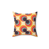 Kate McEnroe New York Mid Century Modern 70s Retro Throw Pillow, MCM Geometric Floral Orb Teal, Orange, Mustard Yellow, Beige Accent Pillow - 131082623Throw Pillows28855693140996191473