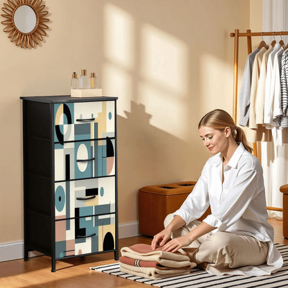 Kate McEnroe New York Mid Century Modern Abstract Bauhaus Geometric 4 Drawer ChestDressersQKZG6WQJge
