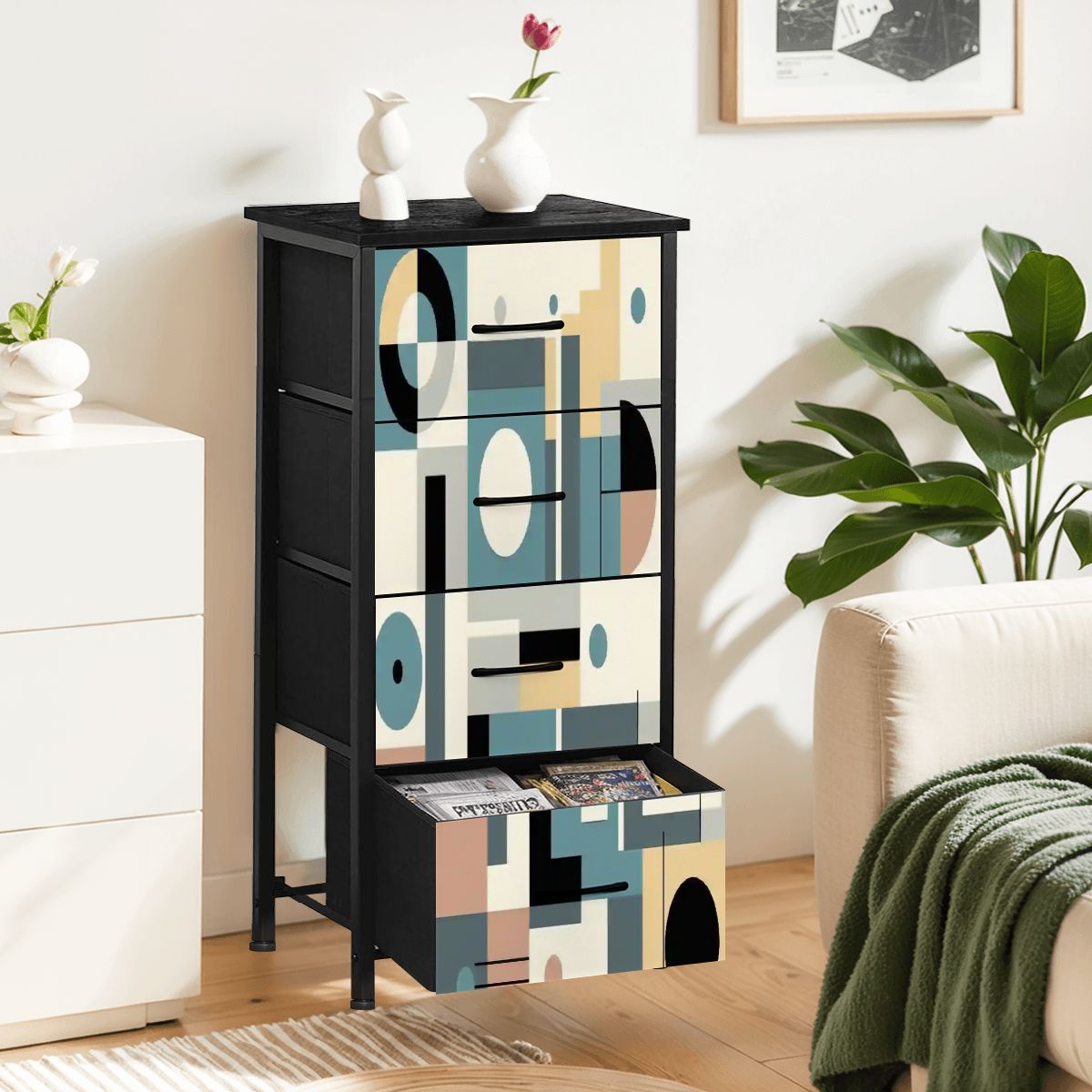 Kate McEnroe New York Mid Century Modern Abstract Bauhaus Geometric 4 Drawer ChestDressersQKZG6WQJge