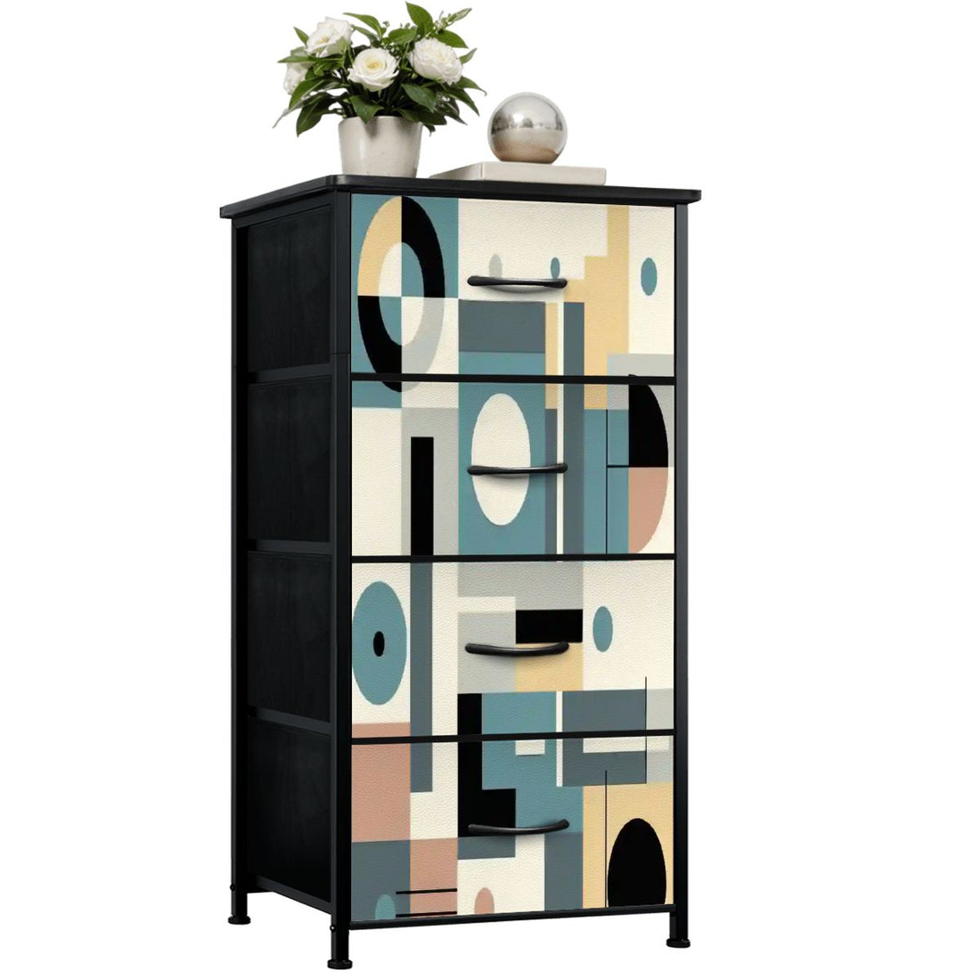 Kate McEnroe New York Mid Century Modern Abstract Bauhaus Geometric 4 Drawer ChestDressersQKZG6WQJge