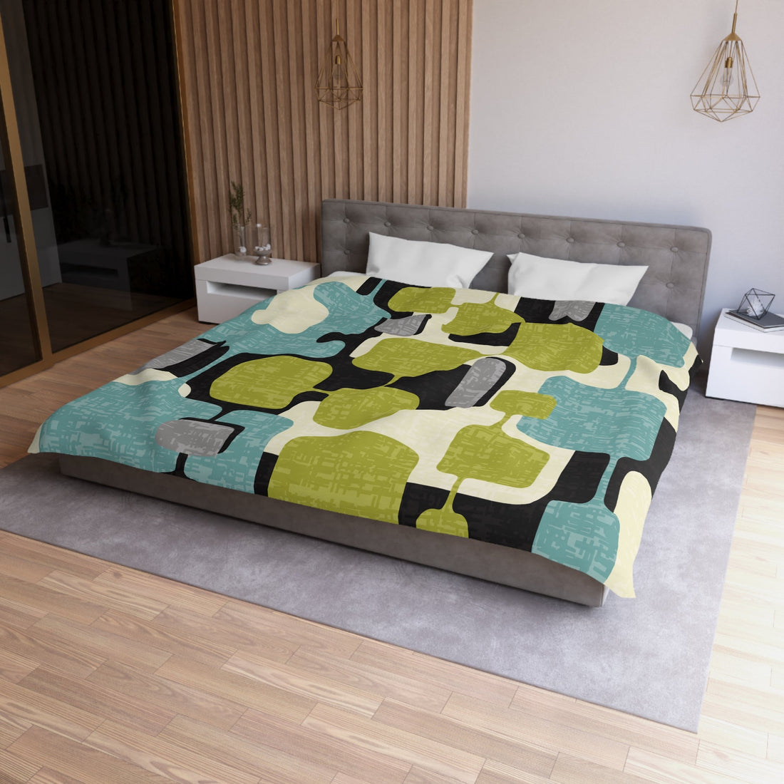 Kate McEnroe New York Mid Century Modern Abstract Duvet Cover, Retro 50s Mod Geometric BeddingDuvet Covers32565902171017379492