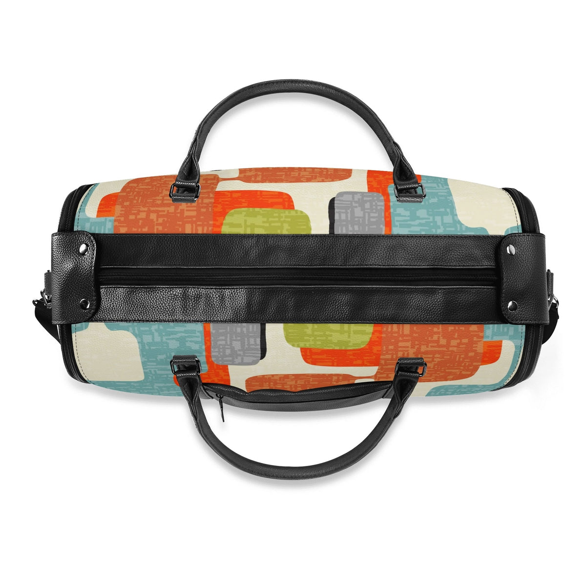 Kate McEnroe New York Mid Century Modern Abstract Geometric Duffel Bag, Orange Teal Retro Travel WeekenderDuffel BagsWLXVXV6W - 2