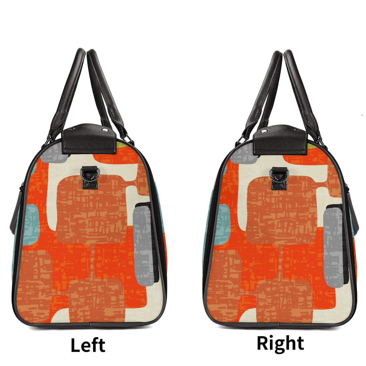 Kate McEnroe New York Mid Century Modern Abstract Geometric Duffel Bag, Orange Teal Retro Travel WeekenderDuffel BagsWLXVXV6W - 2
