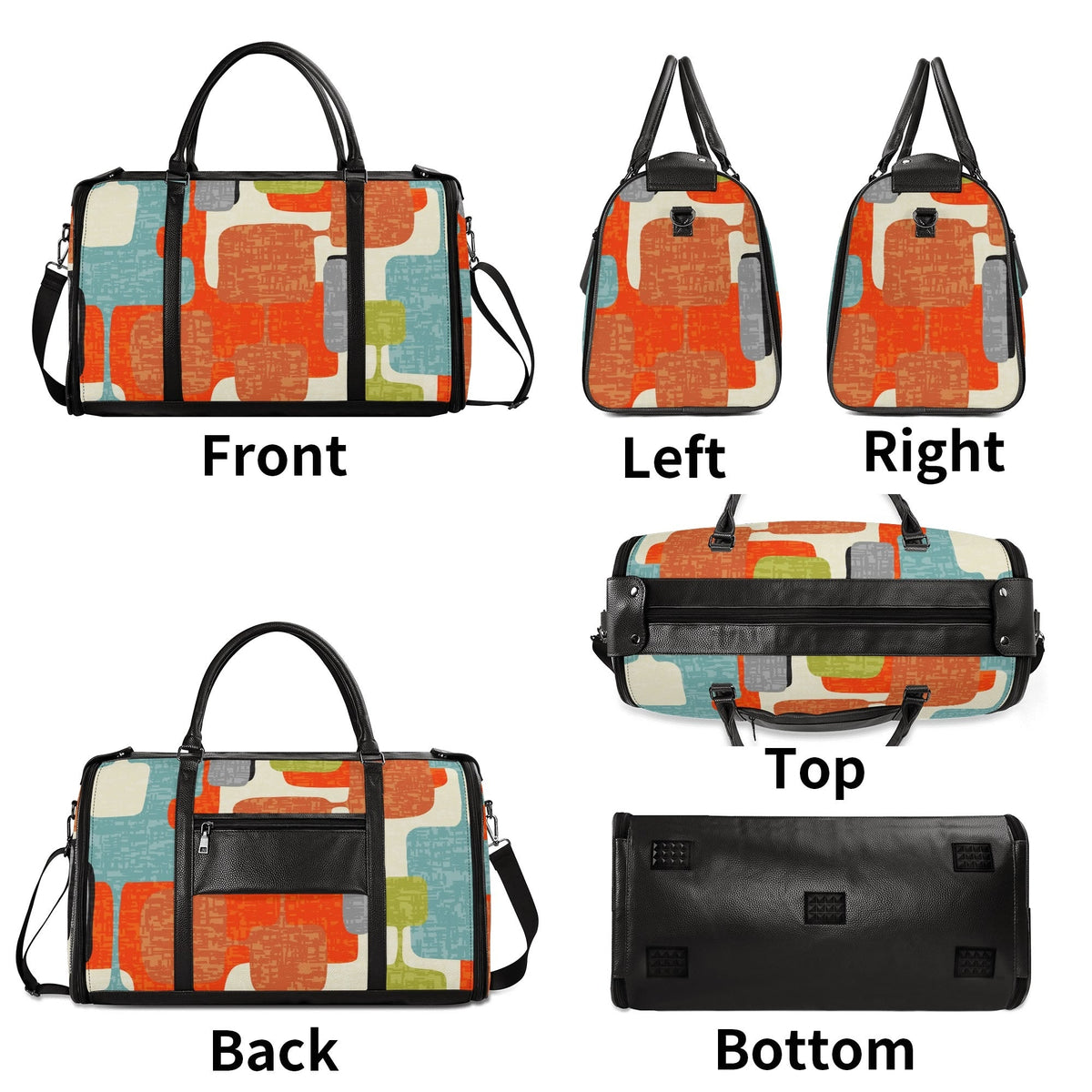 Kate McEnroe New York Mid Century Modern Abstract Geometric Duffel Bag, Orange Teal Retro Travel WeekenderDuffel BagsWLXVXV6W - 2