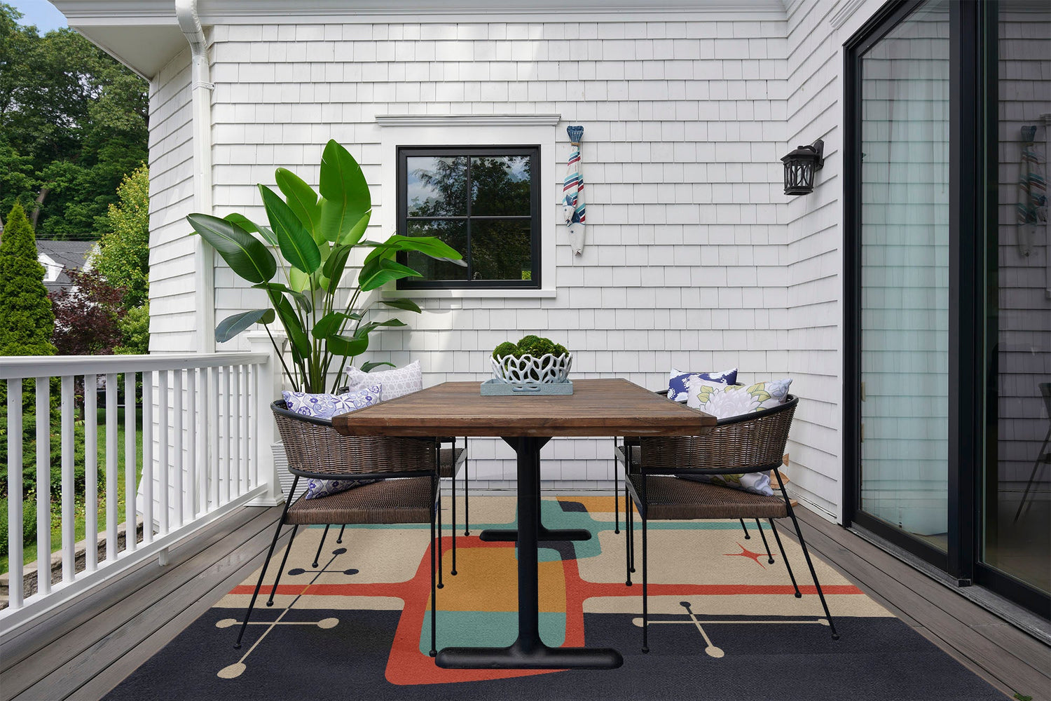 Kate McEnroe New York Mid Century Modern Abstract Geometric Outdoor Area RugRugs