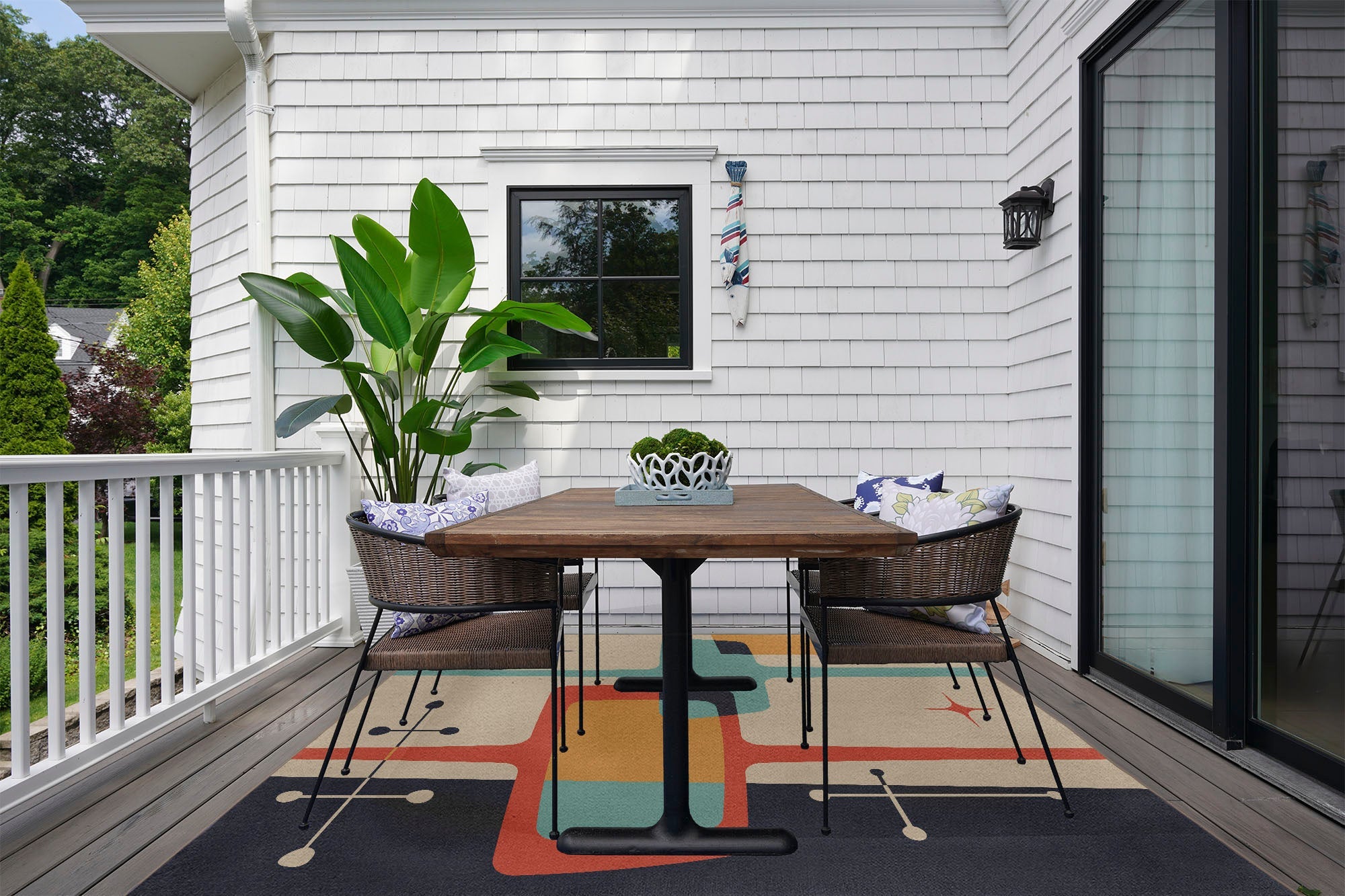 Kate McEnroe New York Mid Century Modern Abstract Geometric Outdoor Area RugRugs