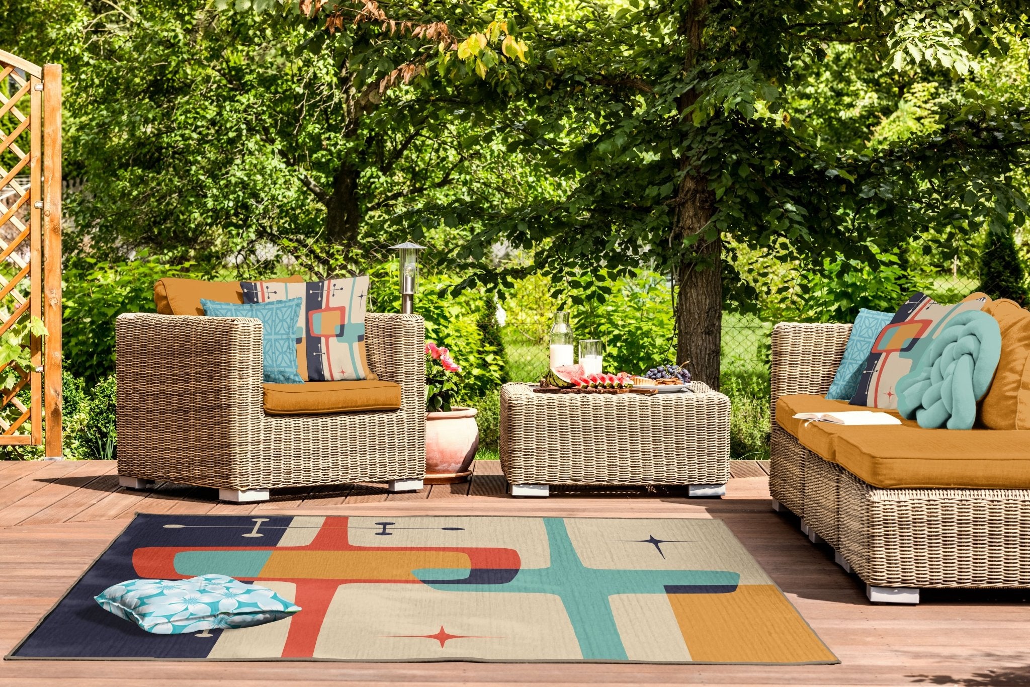 Kate McEnroe New York Mid Century Modern Abstract Geometric Outdoor Area RugRugs