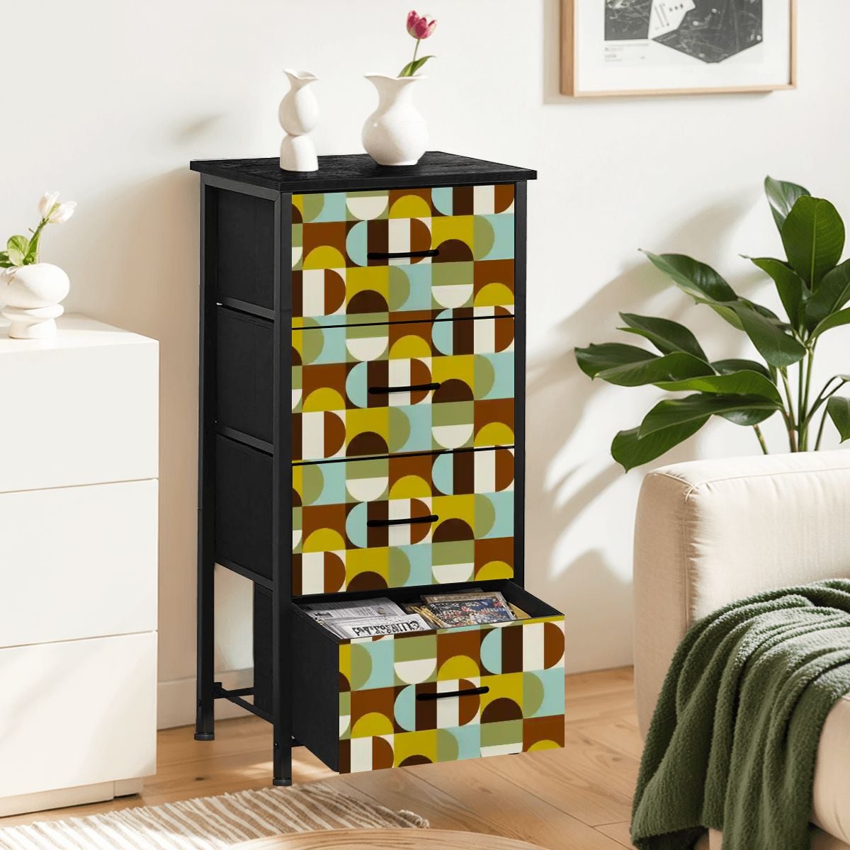 Kate McEnroe New York Mid Century Modern Abstract Geometric Retro 50s 4 Drawer DresserDressersnaovHdCWg8
