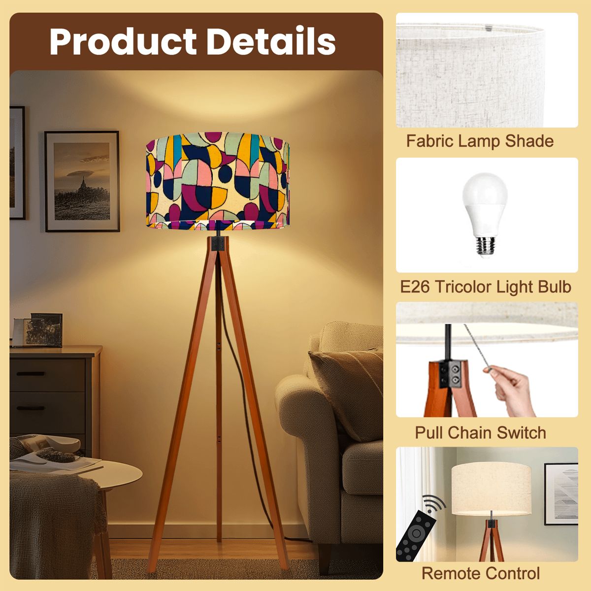 Kate McEnroe New York Mid Century Modern Abstract Geometric Tripod Floor LampTripod Floor Lamps3GGPkSaJH3