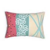 Kate McEnroe New York Mid Century Modern Abstract Lumbar Pillow, 50s Teal Coral Geometric DecorLumbar Pillows22808476397084011065