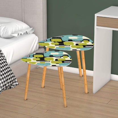 Kate McEnroe New York Mid Century Modern Abstract Nesting Tables, Retro Teal, Lime Green, MCM Accent Coffee TablesAccent Tables8QwVkXaXj8