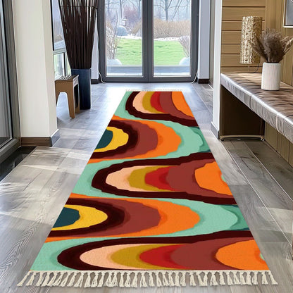 Kate McEnroe New York Mid Century Modern Abstract Runner Rug, Retro Groovy Waves Tassel Accent, 60s 70s Colorful Hallway CarpetRugs &amp; MatszXpsHQe5Le