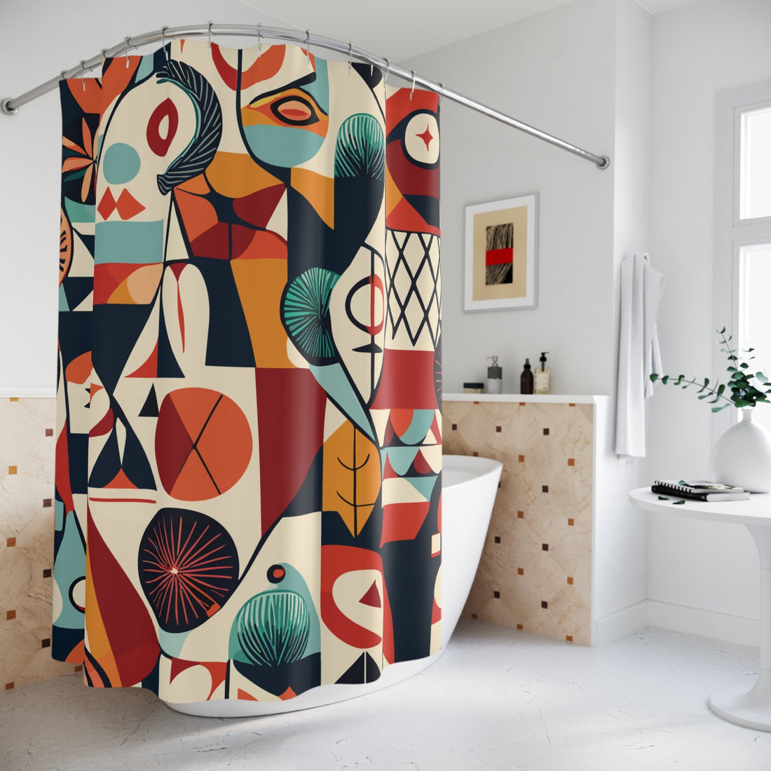 Kate McEnroe New York Mid Century Modern Abstract Shower Curtain, Retro 50s Geometric Bathroom Decor, Colorful Mod Art Home AccentShower Curtains25049000407464501806