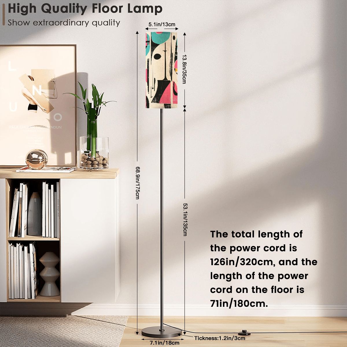Kate McEnroe New York Mid Century Modern Abstract Slim Floor Lamp, Retro Geometric Accent LightingSlim Floor Lamps6xQCirVFho