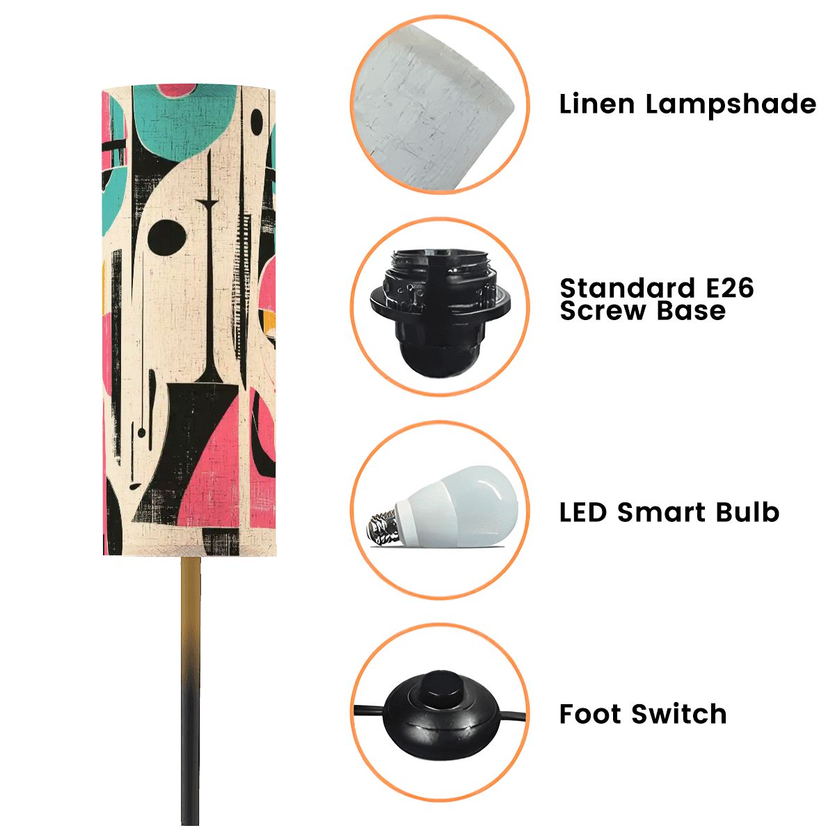 Kate McEnroe New York Mid Century Modern Abstract Slim Floor Lamp, Retro Geometric Accent LightingSlim Floor Lamps6xQCirVFho