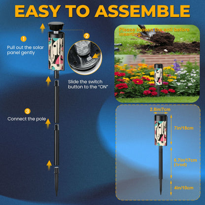 Kate McEnroe New York Mid Century Modern Abstract Solar Lights Set of 4, Retro Geometric Garden LampSolar Garden Stake Lights85rhSr1Byt