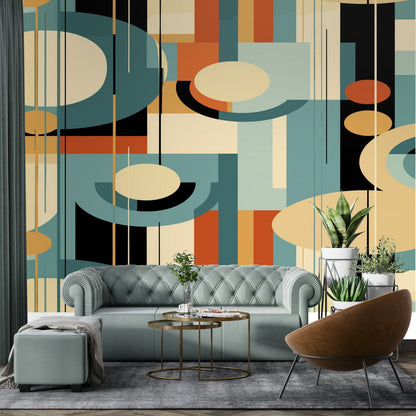 Kate McEnroe New York Mid Century Modern Abstract Wall Mural, Retro Geometric Peel and Stick WallpaperWall Mural127655